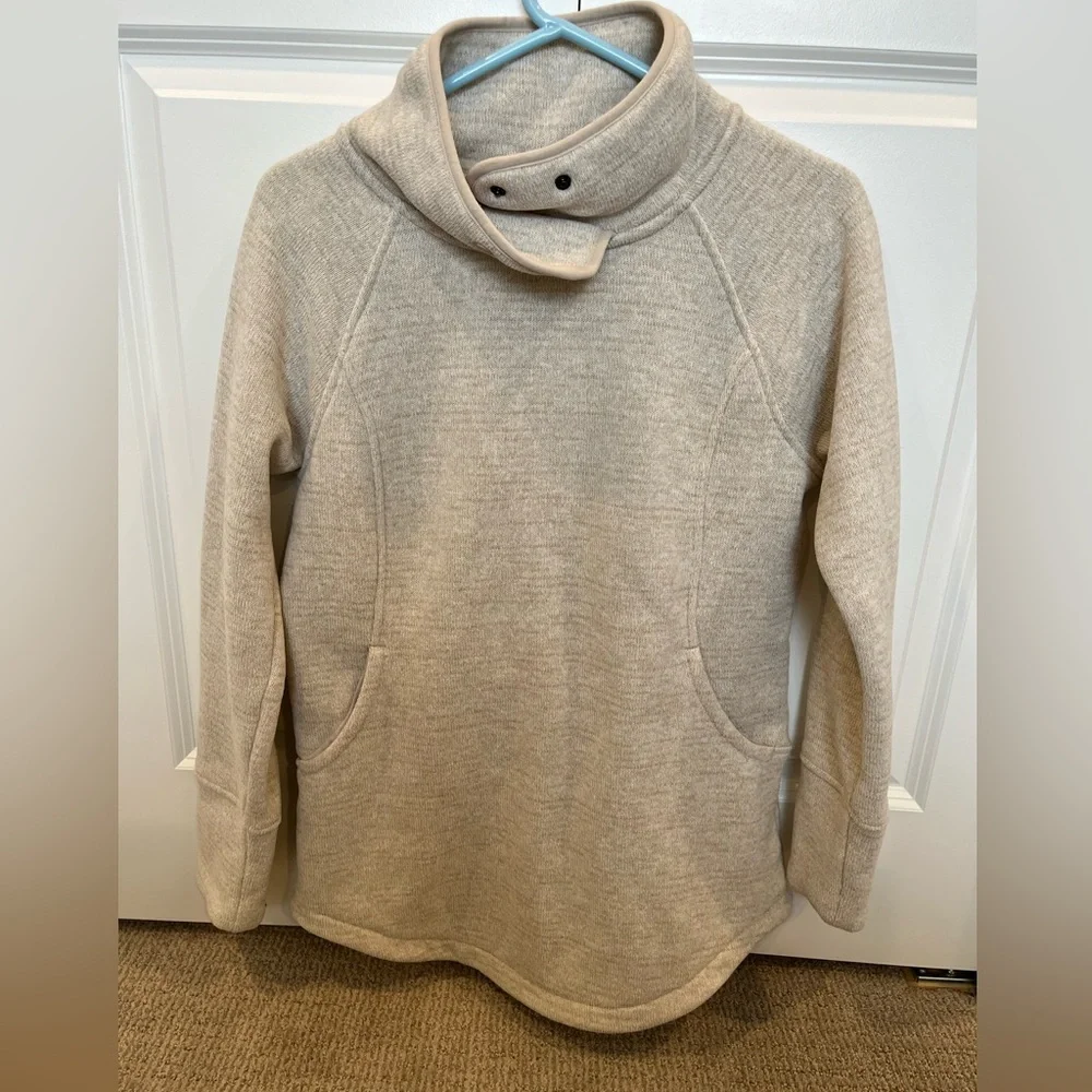 prAna Tri Thermal Threads Women's Tunic Cream Cowl Neck Sweater - Picture 1 of 13